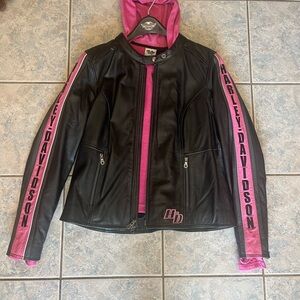 Harley-Davidson Women's Leather Jacket in Black and Pink